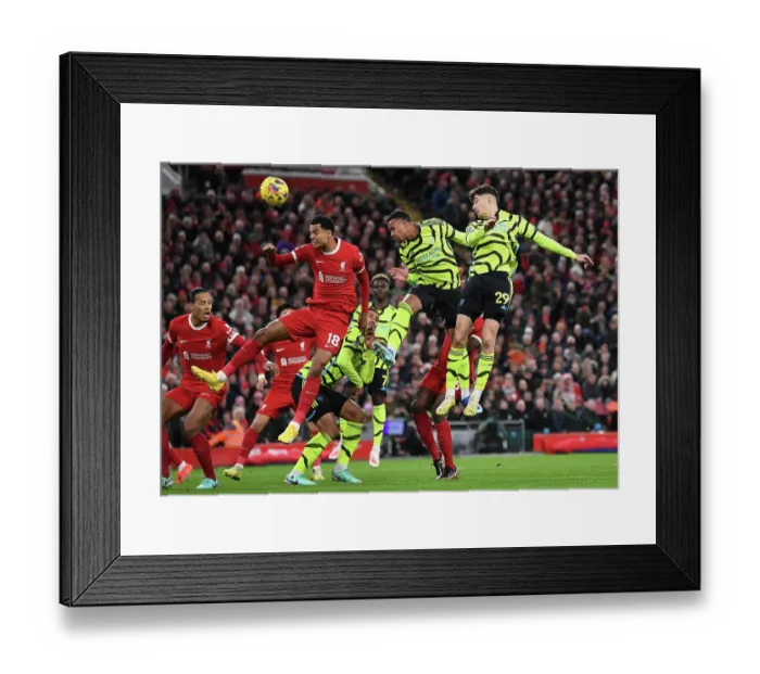 Framed Print : Gabriel Scores First for Arsenal: Liverpool vs. Arsenal, Premier League 2023-24