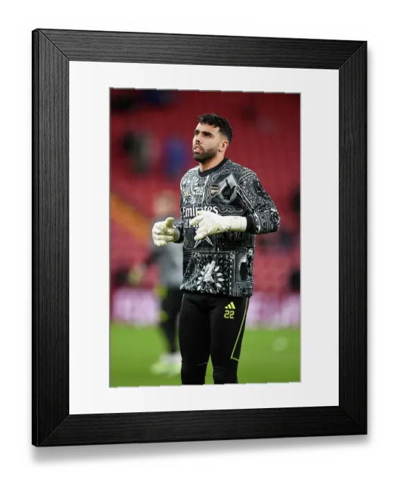 Framed Print : Arsenal's David Raya Prepares for Premier League Showdown at Anfield (Liverpool v Arsenal 2023-24)