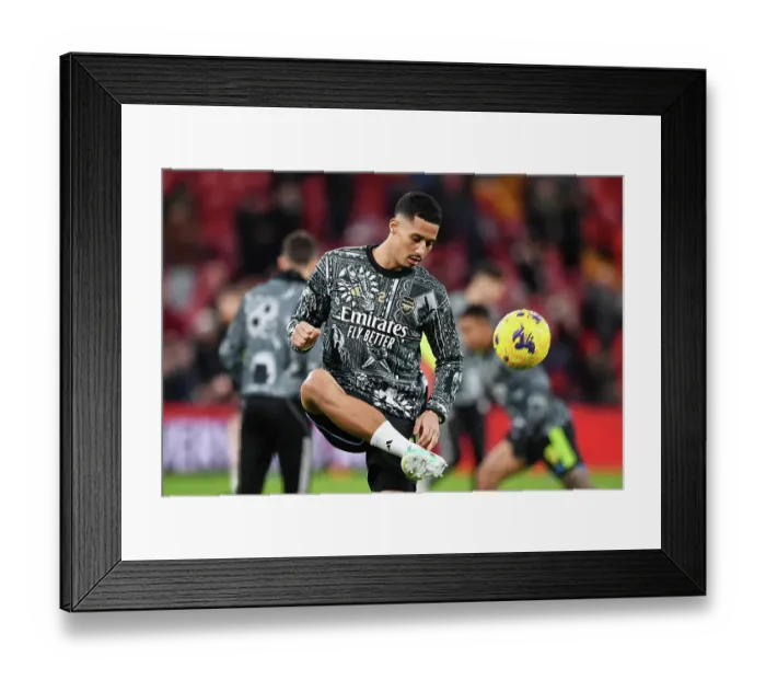 Framed Print : William Saliba's Pre-Match Routine: Arsenal vs. Liverpool, Premier League 2023-24 Framed Print : William Saliba's Pre-Match Routine: Arsenal vs. Liverpool, Premier League 2023-24