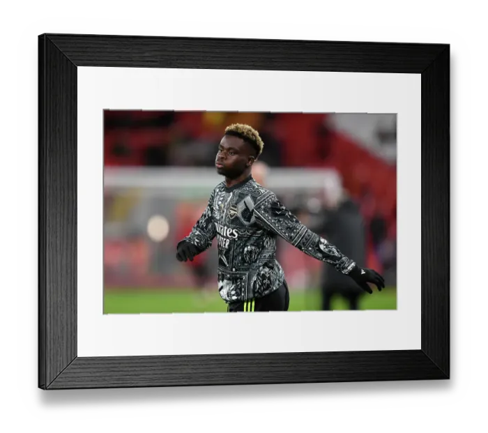 Framed Print : Arsenal's Bukayo Saka Gears Up for Liverpool Showdown - Premier League 2023-24