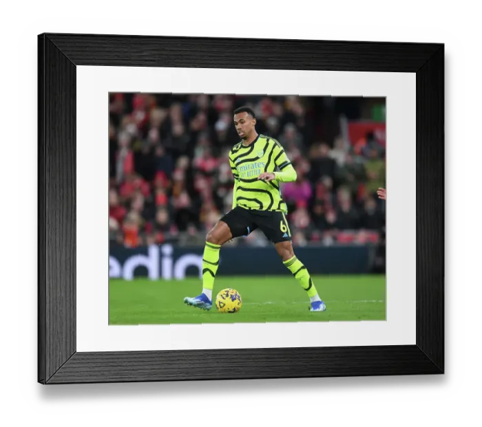 Framed Print : Gabriel Magalhaes Faces Off Against Liverpool in the 2023-24 Premier League Clash