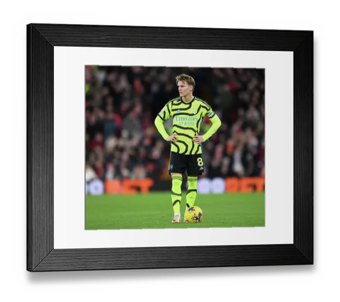 Framed Print : Martin Odegaard Faces Liverpool: Arsenal vs. Liverpool, Premier League 2023-24 Framed Print : Martin Odegaard Faces Liverpool: Arsenal vs. Liverpool, Premier League 2023-24
