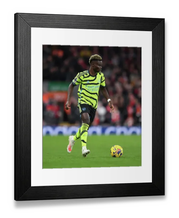 Framed Print : Bukayo Saka Faces Liverpool: Arsenal vs. Liverpool, Premier League 2023-24