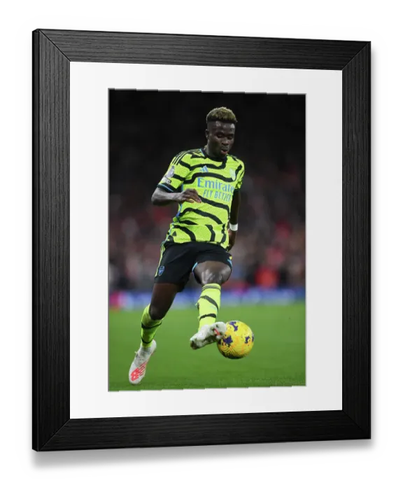 Framed Print : Intense Moment: Bukayo Saka in Action - Liverpool vs. Arsenal, Premier League 2023-24