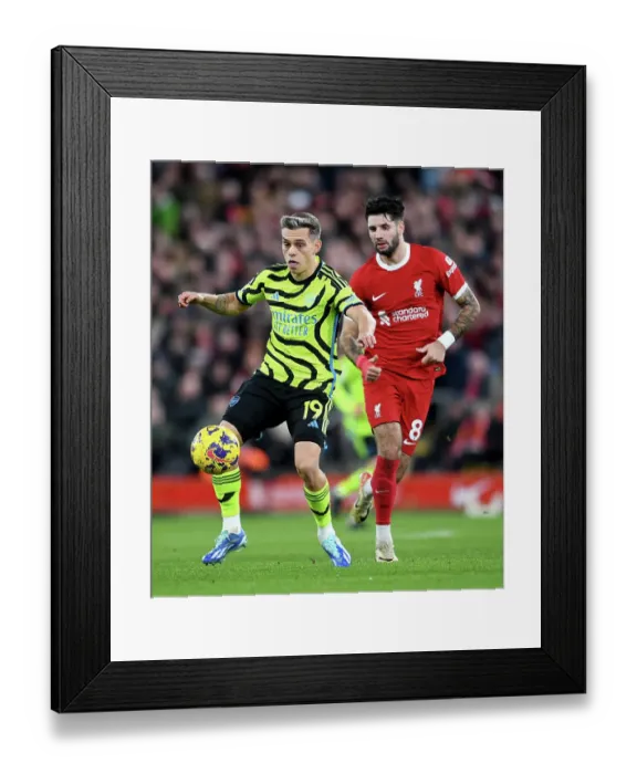Framed Print : Leandro Trossard vs. Dominik Szoboszlai: Intense Battle at Anfield - Liverpool vs. Arsenal (2023-24) Framed Print : Leandro Trossard vs. Dominik Szoboszlai: Intense Battle at Anfield - Liverpool vs. Arsenal (2023-24)