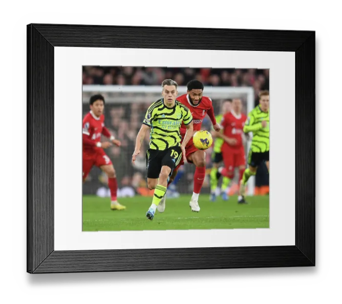 Framed Print : Trossard vs Gomez: A Premier League Battle - Liverpool vs Arsenal, 2023-24