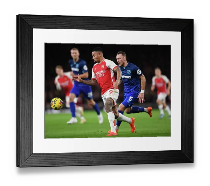 Framed Print : Arsenal's Gabriel Jesus Fends Off West Ham's Coufal in Intense Premier League Clash (2023-24) Framed Print : Arsenal's Gabriel Jesus Fends Off West Ham's Coufal in Intense Premier League Clash (2023-24)