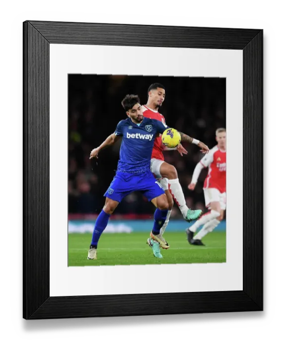 Framed Print : Arsenal vs. West Ham: Paqueta vs. Saliba Battle at Emirates Stadium (2023-24)