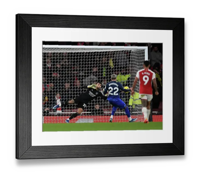 Framed Print : Arsenal's David Raya Saves Penalty from West Ham's Said Benrahma in Premier League Clash