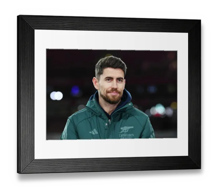 Framed Print : Arsenal's Jorginho: Focused Pre-Match (Arsenal v West Ham United, 2023-24)