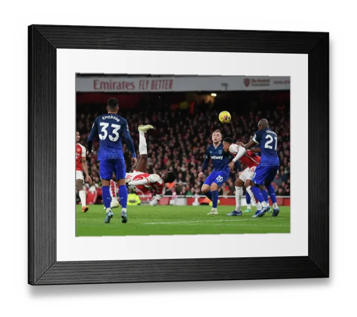 Framed Print : Arsenal's Nketiah Scores Thriller at Emirates: Arsenal FC vs West Ham United (2023-24)