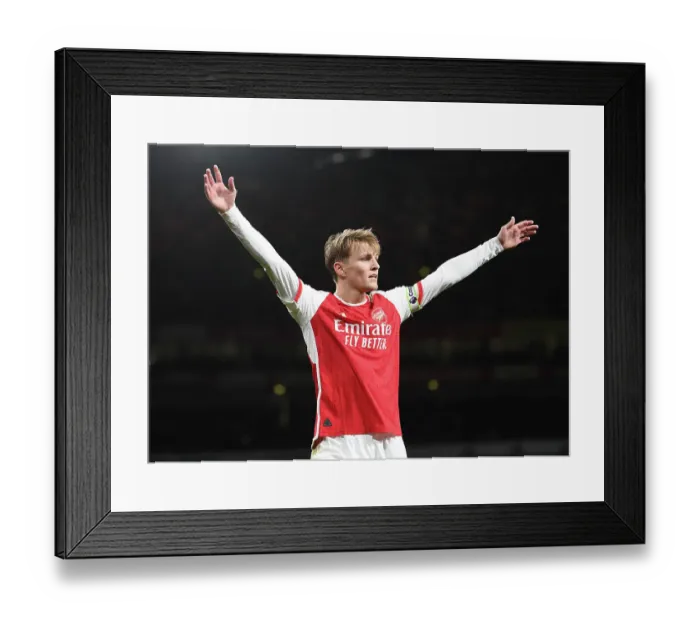 Framed Print : Martin Odegaard's Brilliant Performance: Arsenal's Triumph Over West Ham United (2023-24)