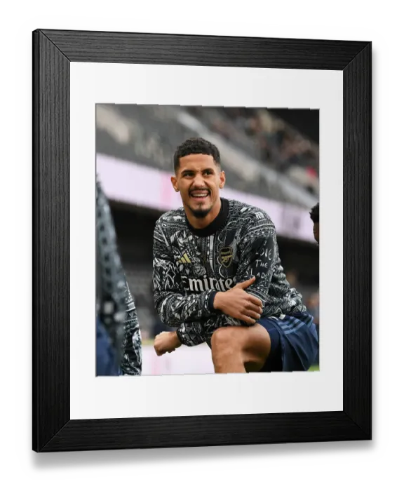Framed Print : William Saliba's Premier League Showdown: Arsenal Star Gears Up for Fulham Battle (December 2023) Framed Print : William Saliba's Premier League Showdown: Arsenal Star Gears Up for Fulham Battle (December 2023)