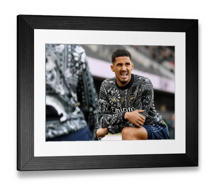 Framed Print : William Saliba's Pre-Match Routine: Arsenal vs. Fulham, Premier League 2023-24 Framed Print : William Saliba's Pre-Match Routine: Arsenal vs. Fulham, Premier League 2023-24