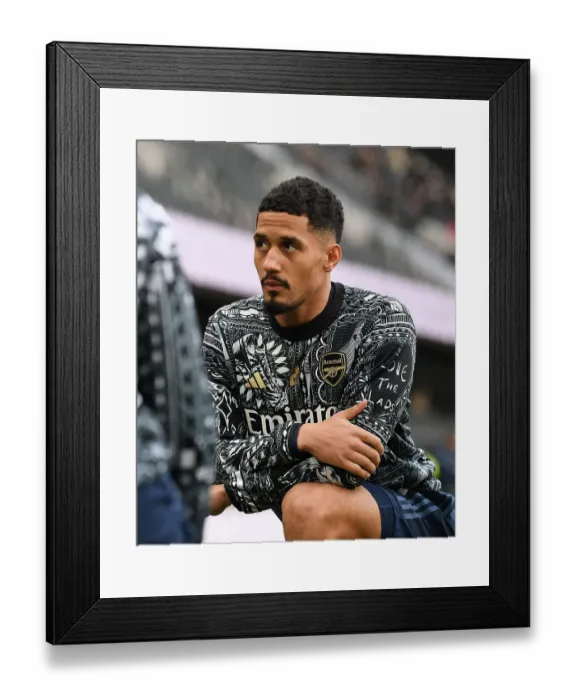 Framed Print : Arsenal's William Saliba Prepares for Fulham Clash in Premier League (December 2023)
