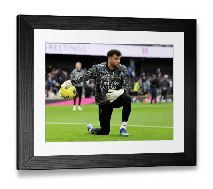 Framed Print : Arsenal's David Raya Prepares for Fulham Clash in Premier League (2023-24) Framed Print : Arsenal's David Raya Prepares for Fulham Clash in Premier League (2023-24)