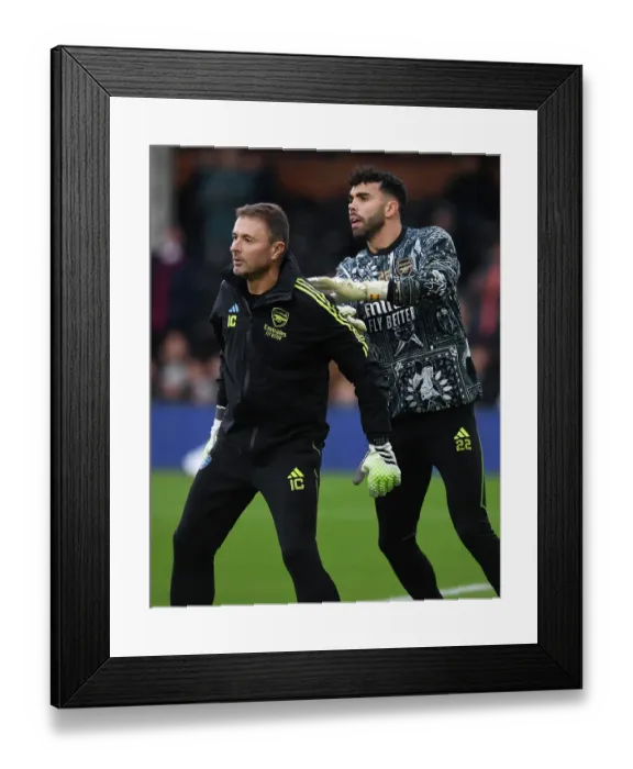 Framed Print : Arsenal's David Raya and Inaki Cana Pre-Match Preparation at Fulham's Craven Cottage (2023-24 Premier League) Framed Print : Arsenal's David Raya and Inaki Cana Pre-Match Preparation at Fulham's Craven Cottage (2023-24 Premier League)