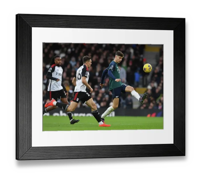 Framed Print : Arsenal's Kai Havertz Fends Off Fulham's Joao Palhinha During Premier League Clash (Fulham v Arsenal 2023-24) Framed Print : Arsenal's Kai Havertz Fends Off Fulham's Joao Palhinha During Premier League Clash (Fulham v Arsenal 2023-24)
