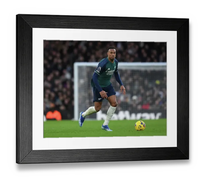 Framed Print : Gabriel Magalhaes in Action: Fulham vs. Arsenal, Premier League 2023-24 Framed Print : Gabriel Magalhaes in Action: Fulham vs. Arsenal, Premier League 2023-24
