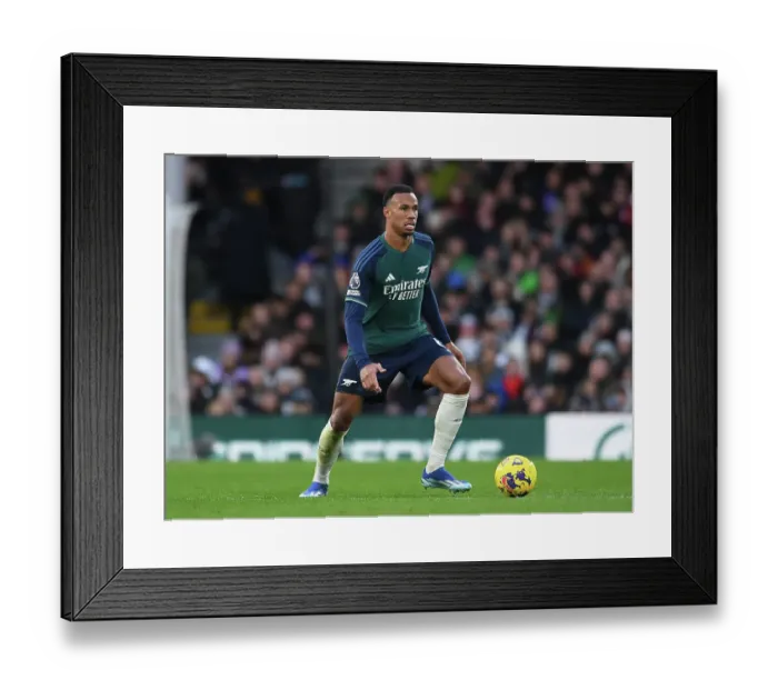 Framed Print : Gabriel Magalhaes in Action: Fulham vs. Arsenal, Premier League 2023-24 Framed Print : Gabriel Magalhaes in Action: Fulham vs. Arsenal, Premier League 2023-24