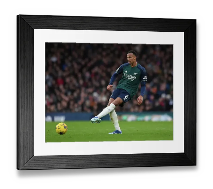 Framed Print : Gabriel Magalhaes in Action: Arsenal's Defensive Masterclass vs. Fulham (2023-24)