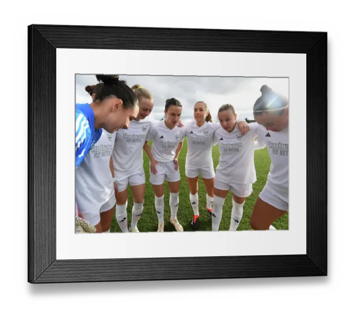 Framed Print : Arsenal Women's Team Huddle Before FA Cup Match Against Watford Women