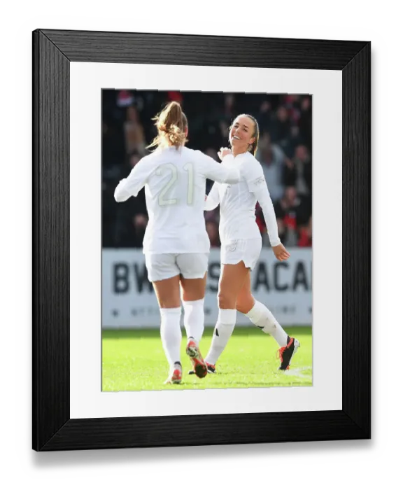 Framed Print : Arsenal Women Celebrate Second Goal in FA Cup Fourth Round Against Watford Women