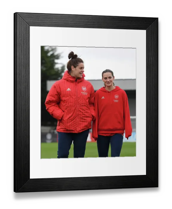 Framed Print : Arsenal Women: Jennifer Beattie and Emily Fox Pre-Match Discussion, FA Cup 4th Round vs. Watford Women