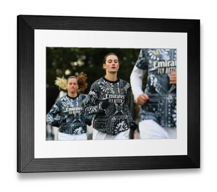 Framed Print : Arsenal Women's Pre-Match Warm-Up vs. Watford Women at Meadow Park
