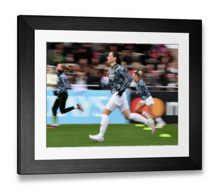 Framed Print : Arsenal Women's Laia Codina Pre-Match Warm-Up vs. Watford Women at Meadow Park