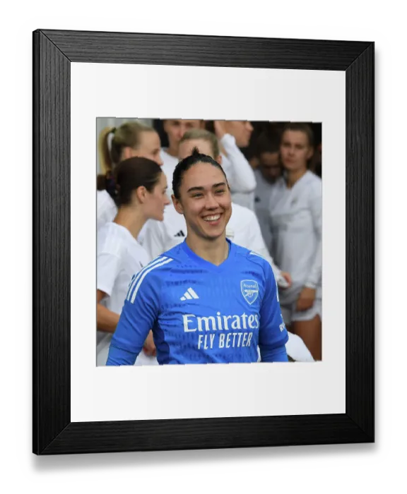 Framed Print : Arsenal Goalkeeper Manuela Zinsberger Preparing for Arsenal Women vs. Watford Women FA Cup Match