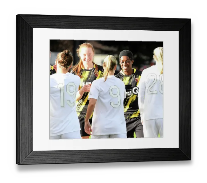 Framed Print : Pre-Match Moment: Katie Reid and Michelle Agyemang of Watford at Arsenal Women vs. Watford Women FA Cup Match Framed Print : Pre-Match Moment: Katie Reid and Michelle Agyemang of Watford at Arsenal Women vs. Watford Women FA Cup Match