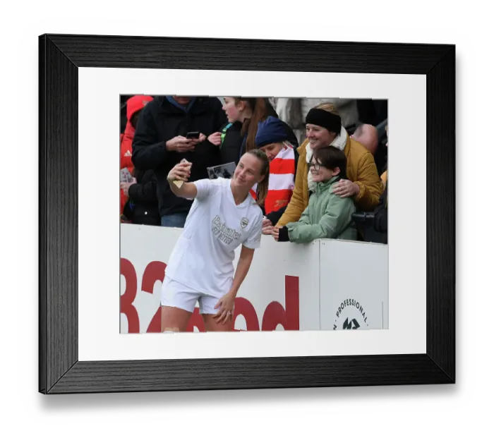 Framed Print : Arsenal Women's Beth Mead Interacts with Fans after FA Cup Match vs. Watford Women