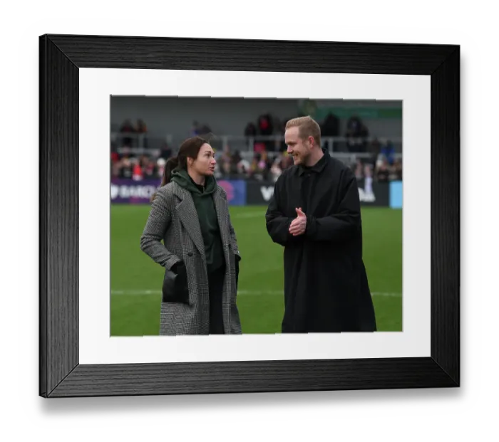 Framed Print : Arsenal Women's Coach Jonas Eidevall and Jodie Taylor Celebrate Fourth Round FA Cup Victory over Watford Women Framed Print : Arsenal Women's Coach Jonas Eidevall and Jodie Taylor Celebrate Fourth Round FA Cup Victory over Watford Women