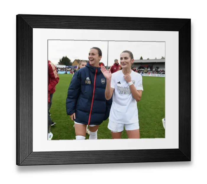 Framed Print : Arsenal Women Celebrate FA Cup Victory: Lotte Wubben-Moy and Emily Fox Rejoice after Beating Watford Women