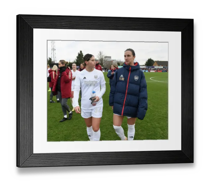 Framed Print : Arsenal Women: Kyra Cooney-Cross and Lotte Wubben-Moy Embrace Victory After FA Cup Match