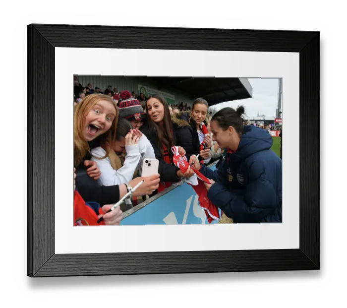 Framed Print : Arsenal Women's FA Cup Victory: Lotte Wubben-Moy Celebrates with Fans after Arsenal vs. Watford Match