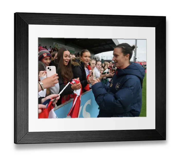 Framed Print : Arsenal Women's FA Cup: Lotte Wubben-Moy Greets Fans After Arsenal vs. Watford Match Framed Print : Arsenal Women's FA Cup: Lotte Wubben-Moy Greets Fans After Arsenal vs. Watford Match