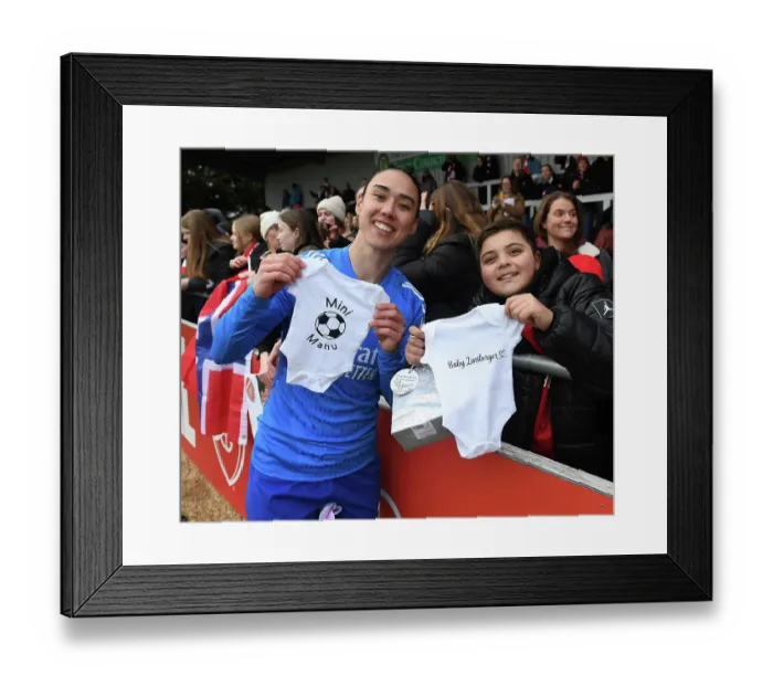 Framed Print : Arsenal's Manuela Zinsberger Receives Baby Grow in FA Cup Fourth Round Match vs. Watford Women