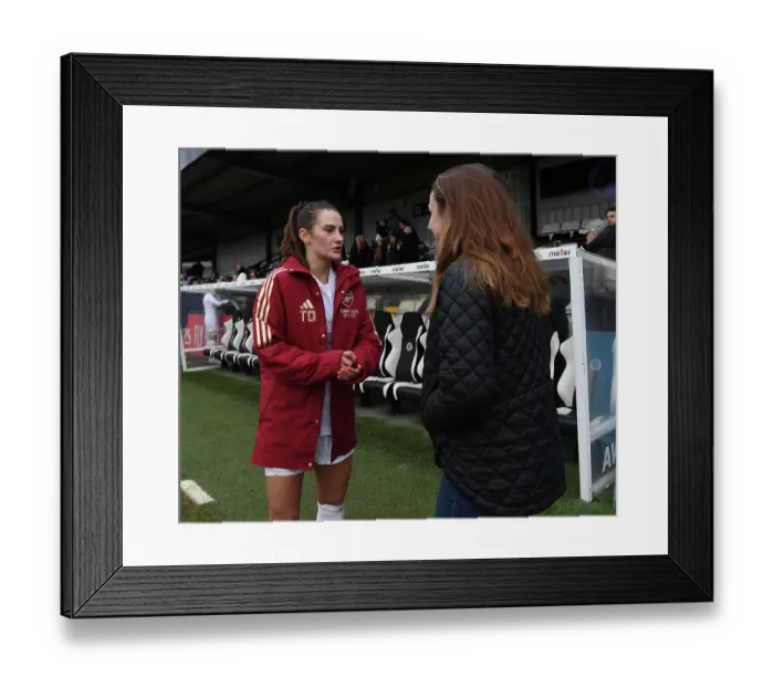 Framed Print : Arsenal Women vs. Watford Women: Emily Fox and Heather O'Reilly Share Post-Match Moment at FA Cup Fourth Round Framed Print : Arsenal Women vs. Watford Women: Emily Fox and Heather O'Reilly Share Post-Match Moment at FA Cup Fourth Round