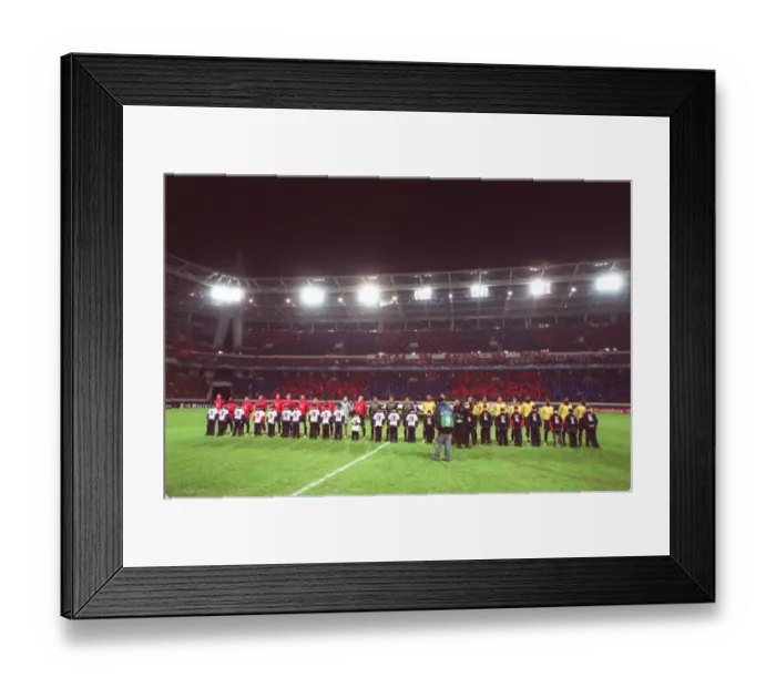 Framed Print : The two teams line up before the match Framed Print : The two teams line up before the match
