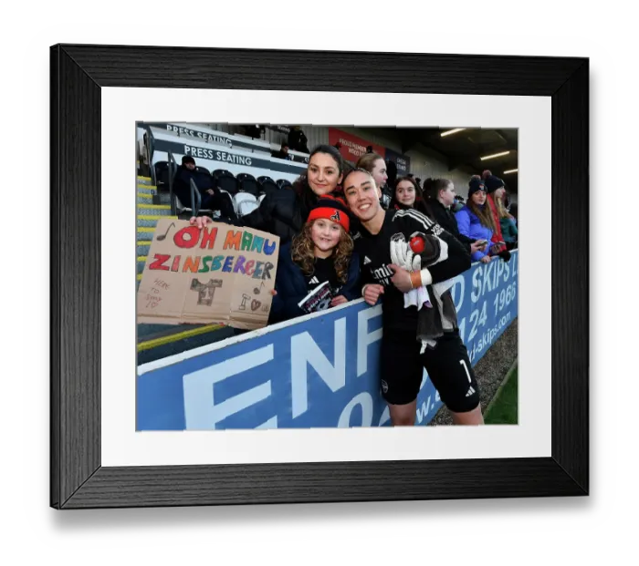 Framed Print : Arsenal Women's Manuela Zinsberger Greets Fans after Victory over Everton Women
