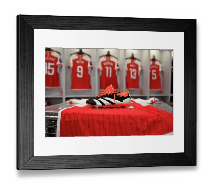 Framed Print : Arsenal FC Unveils New Adidas Boots Ahead of Women's Super League Match Framed Print : Arsenal FC Unveils New Adidas Boots Ahead of Women's Super League Match