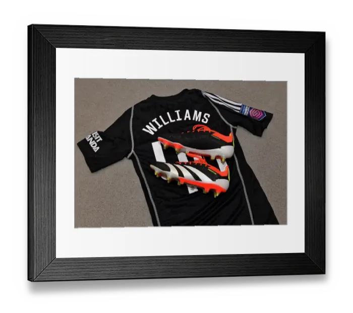 Framed Print : Arsenal's Naomi Williams Unveils New Adidas Boots Ahead of Arsenal Women vs Everton Women Match