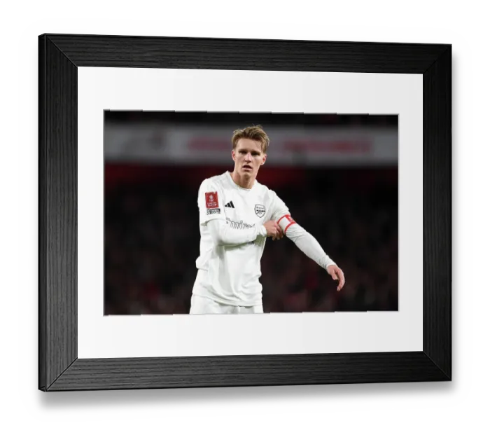 Framed Print : Arsenal's Odegaard Stares Intensely in All-White: A Moment of Focus Amidst No More Red Campaign during Arsenal vs. Liverpool FA Cup Clash Framed Print : Arsenal's Odegaard Stares Intensely in All-White: A Moment of Focus Amidst No More Red Campaign during Arsenal vs. Liverpool FA Cup Clash