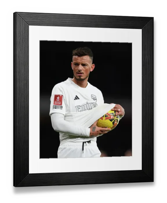 Framed Print : Arsenal's Ben White: Focused in the FA Cup Clash Against Liverpool