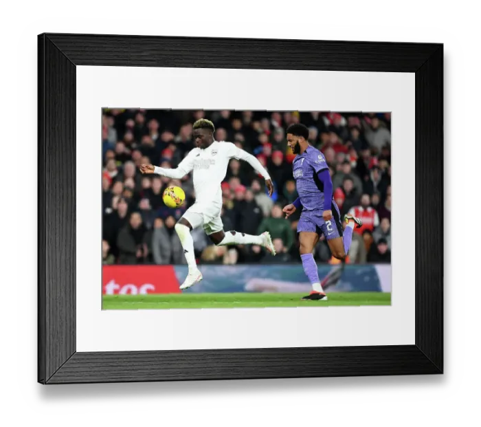 Framed Print : No More Red: Arsenal vs. Liverpool in All-White for FA Cup Third Round - Emirates Stadium Showdown