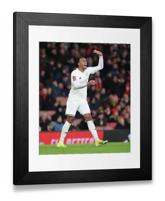 Framed Print : Gabriel vs Liverpool: The FA Cup Showdown at Emirates Stadium Framed Print : Gabriel vs Liverpool: The FA Cup Showdown at Emirates Stadium