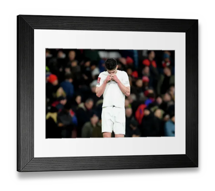 Framed Print : Dejected Declan Rice: Arsenal's All-White Defeat in FA Cup Against Liverpool during No More Red Campaign Framed Print : Dejected Declan Rice: Arsenal's All-White Defeat in FA Cup Against Liverpool during No More Red Campaign