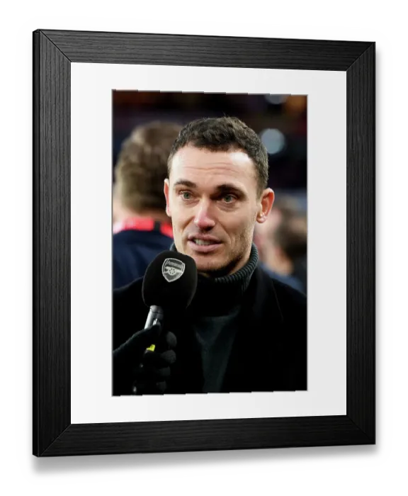 Framed Print : Arsenal in White: Thomas Vermaelen Previews FA Cup Clash with Liverpool Amidst